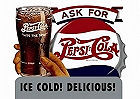 PEPSI ASK FOR DELICIOUS TIN SIGN MEASURES 16" X 12.5"  WITH HOLES FOR EASY MOUNTING