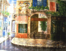 Photo of ANTIQUE SHOPPE OLD TOWN LARGE, OIL PAINTING