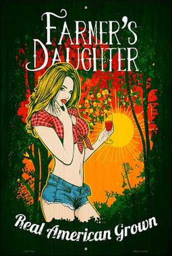 FARMER'S DAUGHTER 12" X 18" METAL SIGN, WITH HOLES FOR EASY MOUNTING