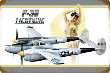 P-38 WWII NOSE ART 18" X 12" (Sublimation Process) Heavy Metal Sign WITH RUSTED CORNERS FOR OLD TIME LOOK S/O*   S/O* SPECIAL ORDER SIGNS NORMALLY TAKES 2-3 WEEKS TO SHIP. HAS HOLES FOR EASY MOUNTING THE FIXED SHIPPING PRICE ONLY APPLIES TO THE 48 CONTIGUOS STATES, FOR ALL OTHER COUNTRIES PLUS ALASKA AND HAWAII, SHIPPING WILL BE MORE. PLEASE SEND EMAIL WITH YOUR COMPLETE ADDRESS TO GET AN ACCURATE SHIPPING QUOTE