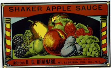 Photo of APPLESAUCE ADVERTISEMENT ON A HEAVY STEEL PLATE, HAS EXCEPTIONAL COLOR AND ATTENTION TO DETAIL