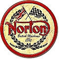 12" ROUND METAL NORTON MOTORCYCLE SIGN , WITH HOLES FOR EASY MOUNTING