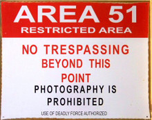 Photo of AREA 51 "RESTRICTED AREA" METAL SIGN, PRE-RUSTED FOR THAT AUTHENIC LOOK