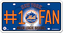 Photo of NEW YORK METS BASEBALL  #1 FAN EMBOSSED LICENSE PLATE