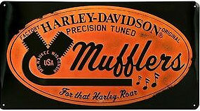 HARLEY EMBOSSED METAL SIGN 16" X 9" WITH HOLES FOR EASY MOUNTING MEASURES 16" X 9"