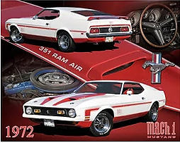 1972 MACH 1 MUSTANG FASTBACK 15" X 12" METAL SIGN WITH HOLES FOR EASY MOUNTING