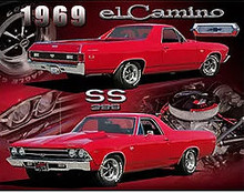 1969 SS CHEVY EL CAMINO VINTAGE PICKUP TRUCK  15" X 12" METAL SIGN WITH HOLES FOR EASY MOUNTING