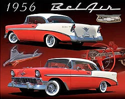 1956 CHEVY BELAIR VINTAGE 15" X 12" METAL SIGN WITH HOLES FOR EASY MOUNTING