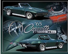 1965 CORVETTE STINGRAY VINTAGE 15" X 12" METAL SIGN WITH HOLES FOR EASY MOUNTING