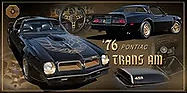 76  PONTIAC TRANS AM VINTAGE 19" X 9.5" GOLD & BLACK METAL SIGN WITH HOLES FOR EASY MOUNTING
