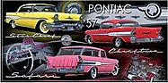 57 PONTIAC VINTAGE 19" X 9.5" METAL SIGN  WITH HOLES FOR EASY MOUNTING