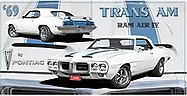 69 PONTIAC TRANS AM VINTAGE 19" X 9.5" GOLD & BLACK METAL SIGN WITH HOLES FOR EASY MOUNTING
