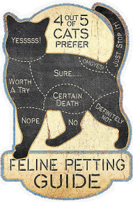 CAT PETTING GUIDE EMBOSSED DIE CUT 7.5" X 11.5" METAL SIGN WITH 4 HOLES FOR EASY MOUNTING