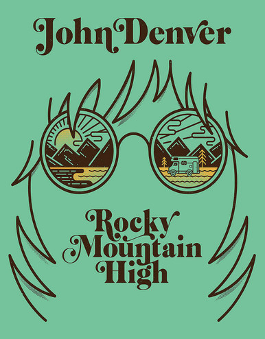 JOHN DENVER "ROCKY MOUNTAIN HIGH" 12.5" X 16" METAL SIGN WITH HOLES FOR EASY MOUNTING