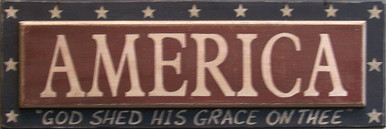 GOD BLESS AMERICA 30" X 10" ONE LEVEL WOOD SIGN W/UV PROTECTION