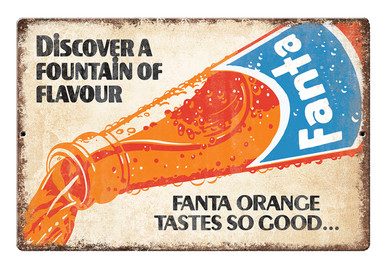 COKE - DISCOVER FANTA 11 3/4" X 7  7/8" VINTAGE METAL SIGN