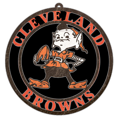CLEVELAND BROWNS 16" ROUND CUTOUT MASONITE SIGN (INDOOR USE ONLY) NFL FOOTBALL TEAM LOGO