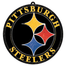 PITTSBURGH STEELERS 16" ROUND CUTOUT MASONITE SIGN (INDOOR USE ONLY) NFL FOOTBALL TEAM LOGO