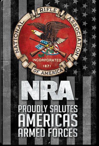 NRA RED ALUMINUM 7.75" X 11.75" SIGN with holes for easy mounting
