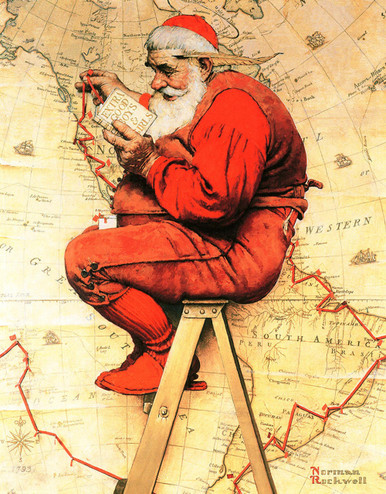 VINTAGE NORMAN ROCKWELL SANTA 12.5" X 16" METAL SIGN WITH HOLES FOR EASY MOUNTING