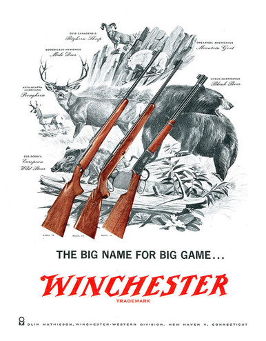 WINCHESTER GUN THAT WON THE WEST METAL SIGN WITH HOLES FOR EASY MOUNTING