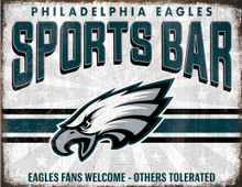 PHILADELPHIA EAGLES SPORTS BAR 16" X 12.5" VINTAGE METAL SIGN WITH HOLES FOR EASY MOUNTING
