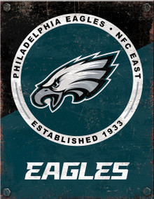 PHILADELPHIA EAGLES  GARAGE VINTAGE 12.5" X 16" METAL SIGN WITH HOLES FOR EASY MOUNTING