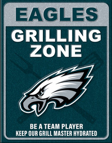 PHILADELPHIA EAGLES GRILLILNG ZONE VINTAGE 12.5" X 16" METAL SIGN WITH HOLES FOR EASY MOUNTING