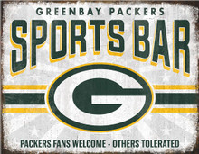 GREEN BAY PACKERS SPORTS BAR 16" X 12.5" VINTAGE METAL SIGN WITH HOLES FOR EASY MOUNTING