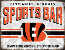 CINCINNATI BENGGALS SPORTS BAR 16" X 12.5" VINTAGE METAL SIGN WITH HOLES FOR EASY MOUNTING