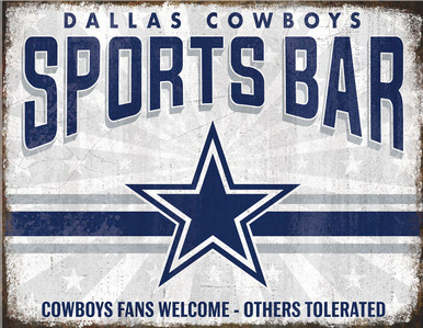 DALLAS COWBOYS SPORTS BAR 16" X 12.5" VINTAGE METAL SIGN WITH HOLES FOR EASY MOUNTING