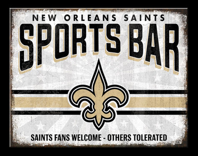 NEW ORLEANS SAINTSS SPORTS BAR 16" X 12.5" VINTAGE METAL SIGN WITH HOLES FOR EASY MOUNTING