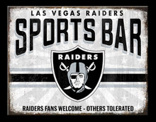 LAS VEGAS RAIDERS SPORTS BAR 16" X 12.5" VINTAGE METAL SIGN WITH HOLES FOR EASY MOUNTING