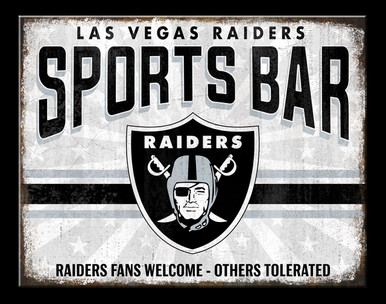 LAS VEGAS RAIDERS SPORTS BAR 16" X 12.5" VINTAGE METAL SIGN WITH HOLES FOR EASY MOUNTING