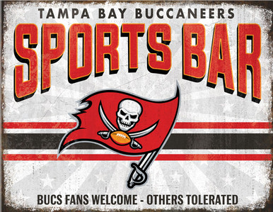 TAMPA BAY BUCCANEERS SPORTS BAR 16" X 12.5" VINTAGE METAL SIGN WITH HOLES FOR EASY MOUNTING