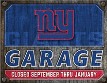 NEW YORK GIANTS GARAGE 16" X 12.5" VINTAGE METAL SIGN WITH HOLES FOR EASY MOUNTING
