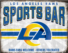 L A RAMS SPORTS BAR 16" X 12.5" VINTAGE METAL SIGN WITH HOLES FOR EASY MOUNTING S/O*   THIS IS A SPECIAL-ORDER SIGNS THAT NORMALLY TAKES 2 WEEKS TO SHIP