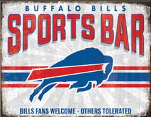 BUFFALO BILLS SPORTS BAR 16" X 12.5" VINTAGE METAL SIGN WITH HOLES FOR EASY MOUNTING
