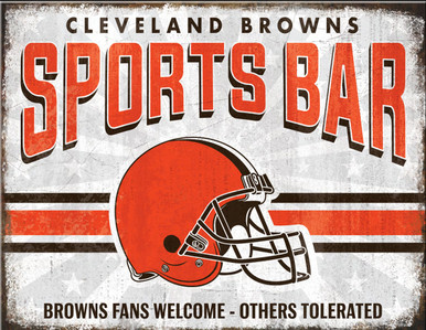 CLEVELAND BROWNS SPORTS BAR 16" X 12.5" VINTAGE METAL SIGN WITH HOLES FOR EASY MOUNTING S/O*   THIS IS A SPECIAL-ORDER SIGNS THAT NORMALLY TAKES 2 WEEKS TO SHIP