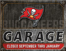 TAMPA BAY BUCCANEERS GARAGE 16" X 12.5" VINTAGE METAL SIGN WITH HOLES FOR EASY MOUNTING