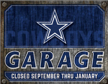 DALLAS COWBOYS GARAGE 16" X 12.5" VINTAGE METAL SIGN WITH HOLES FOR EASY MOUNTING