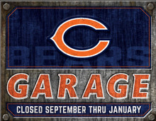 CHICAGO BEARS GARAGE 16" X 12.5" VINTAGE METAL SIGN WITH HOLES FOR EASY MOUNTING