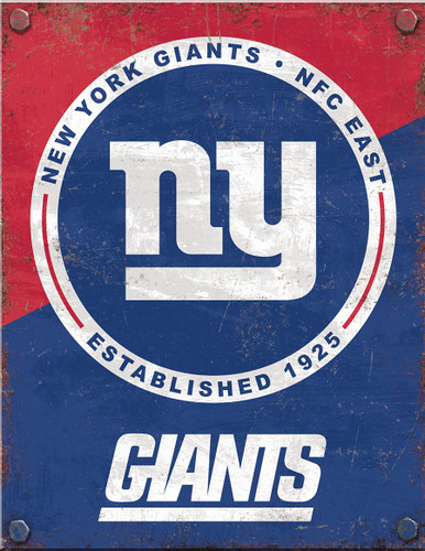 NEW YORK GIANTS 2 TONE 12.5" X 16" VINTAGE FAN ZONE SIGN WITH HOLES FOR EASY MOUNTING