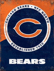 CHICAGO BEARS 2 TONE VINTAGE 12.5" X 16" METAL SIGN S/O*  WITH HOLES FOR EASY MOUNTING  THIS IS A SPECIAL ORDER SIGN THAT NORMALLY TAKES 1 WEEK TO SHIP