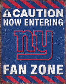 NEW YORK GIANTS "FAN ZONE" 12.5" X 16" VINTAGE METAL SIGN WITH HOES FOR EASY MOUNTING