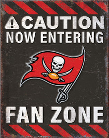 TAMPA BAY BUCCANNERS "FAN ZONE" 12.5" X 16" VINTAGE METAL SIGN S/O*  WITH HOES FOR EASY MOUNTING  THIS IS A SPECIAL ORDER SIGN THAT NORMALLY TAKES ABOUT 1 WEEK TO SHIP.