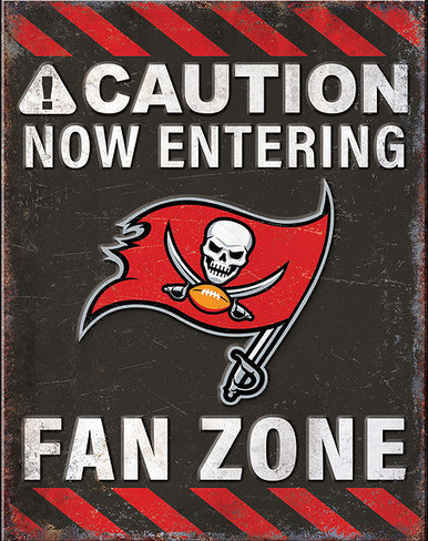 TAMPA BAY BUCCANNERS "FAN ZONE" 12.5" X 16" VINTAGE METAL SIGN   WITH HOES FOR EASY MOUNTING