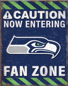 SEATTLE SEAHAWKS "FAN ZONE" 12.5" X 16" VINTAGE METAL SIGN S/O*  WITH HOES FOR EASY MOUNTING  THIS IS A SPECIAL ORDER SIGN THAT NORMALLY TAKES ABOUT 1 WEEK TO SHIP.