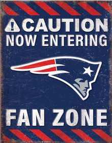NEW ENGLAND PATRIOTS "FAN ZONE" 12.5" X 16" VINTAGE METAL SIGN S/O*  WITH HOES FOR EASY MOUNTING  THIS IS A SPECIAL ORDER SIGN THAT NORMALLY TAKES ABOUT 1 WEEK TO SHIP.