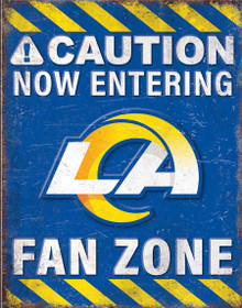 LOS ANGELES "FAN ZONE" 12.5" X 16" VINTAGE METAL SIGN   WITH HOES FOR EASY MOUNTING
